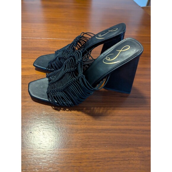 Sam Edelman Laurette Black Block Heel Slip On Sandals Size 8.5 Pre Owned - Picture 4 of 6